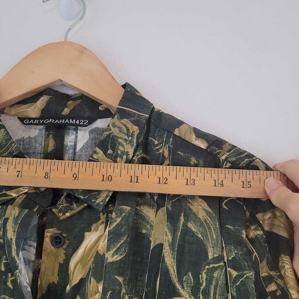 GARYGraham422 Womens Size L Army Floral Long Sleeve Dress Button Front Tie Back - Picture 11 of 12